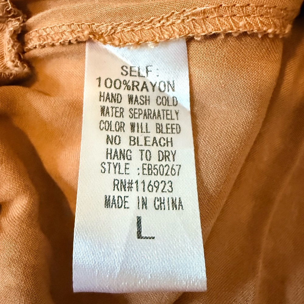 Three Bird Nest Casual Drawstring Maxi Skirt in a Burnt Orange Color, Large - Picture 5 of 6